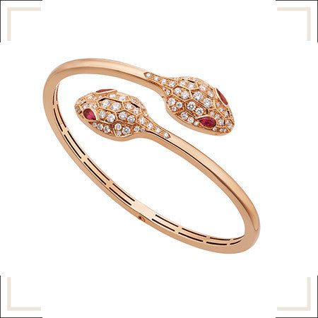[Aurora]SERPENTI BRACELET PINK GOLD DIAMOND DOUBLE SNAKE
