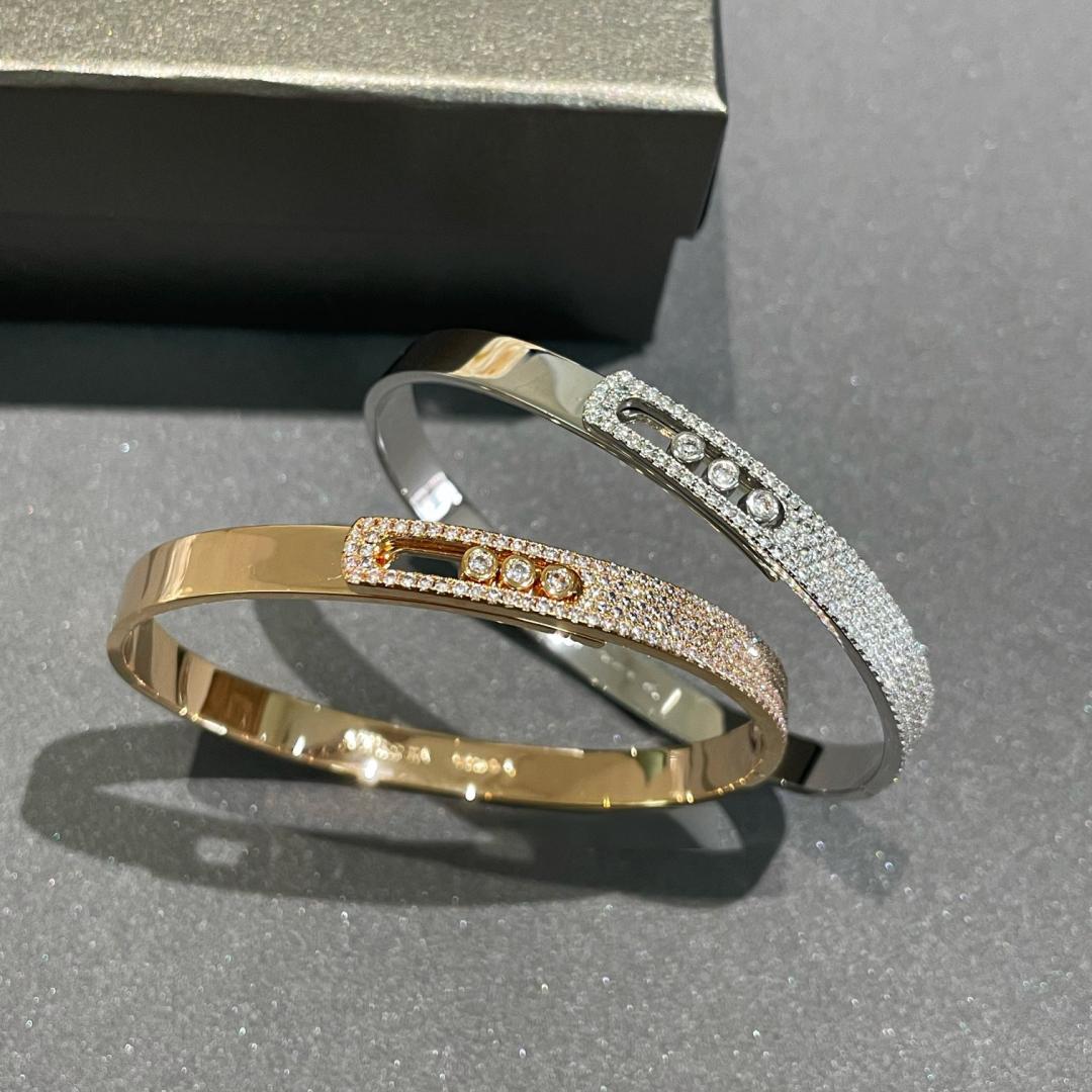 [AURORA]Move Noa Rose Gold Pavé Diamond Bangle Bracelet