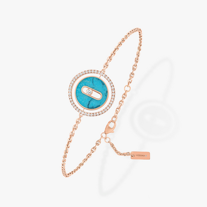 [AURORA]LUCKY MOVE TURQUOISE PINK GOLD DIAMOND BRACELET