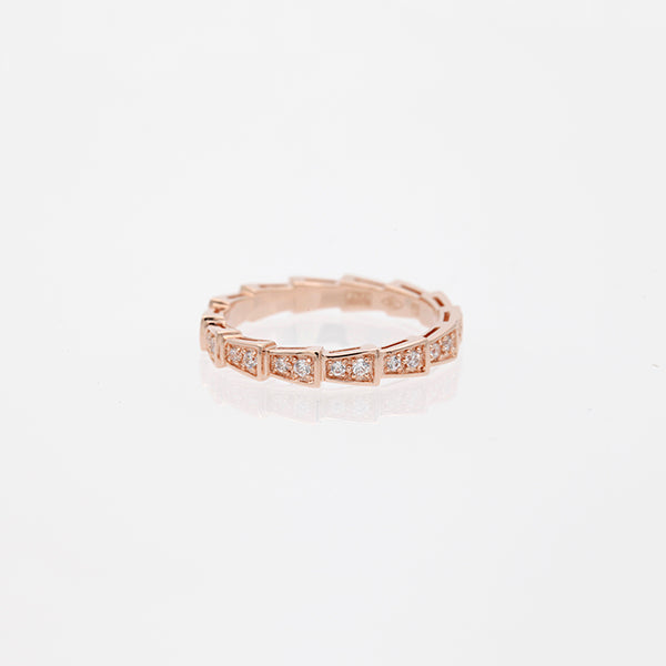 [Aurora]SERPENTI RING PINK GOLD DIAMOND PAVED 3MM