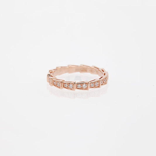 [Aurora]SERPENTI RING PINK GOLD DIAMOND PAVED 3MM