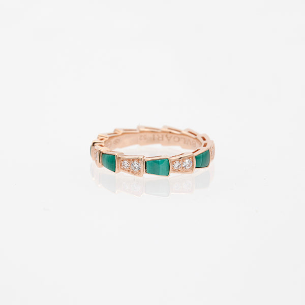 [AURORA]SERPENTI-RING ROSA GOLD MIT MALACHIT-DIAMANT 3 MM