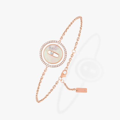 [AURORA]LUCKY MOVE WHITE MOTHER OF PEARL PINK GOLD DIAMOND BRACELET