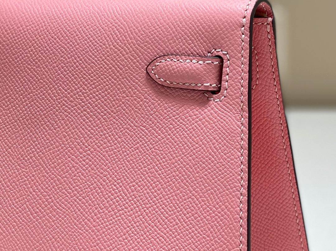 KELLY MINI 20 BAG IN ROUGE PINK CALFSKIN WITH GOLD HARDWARE (MADE-TO-ODER)