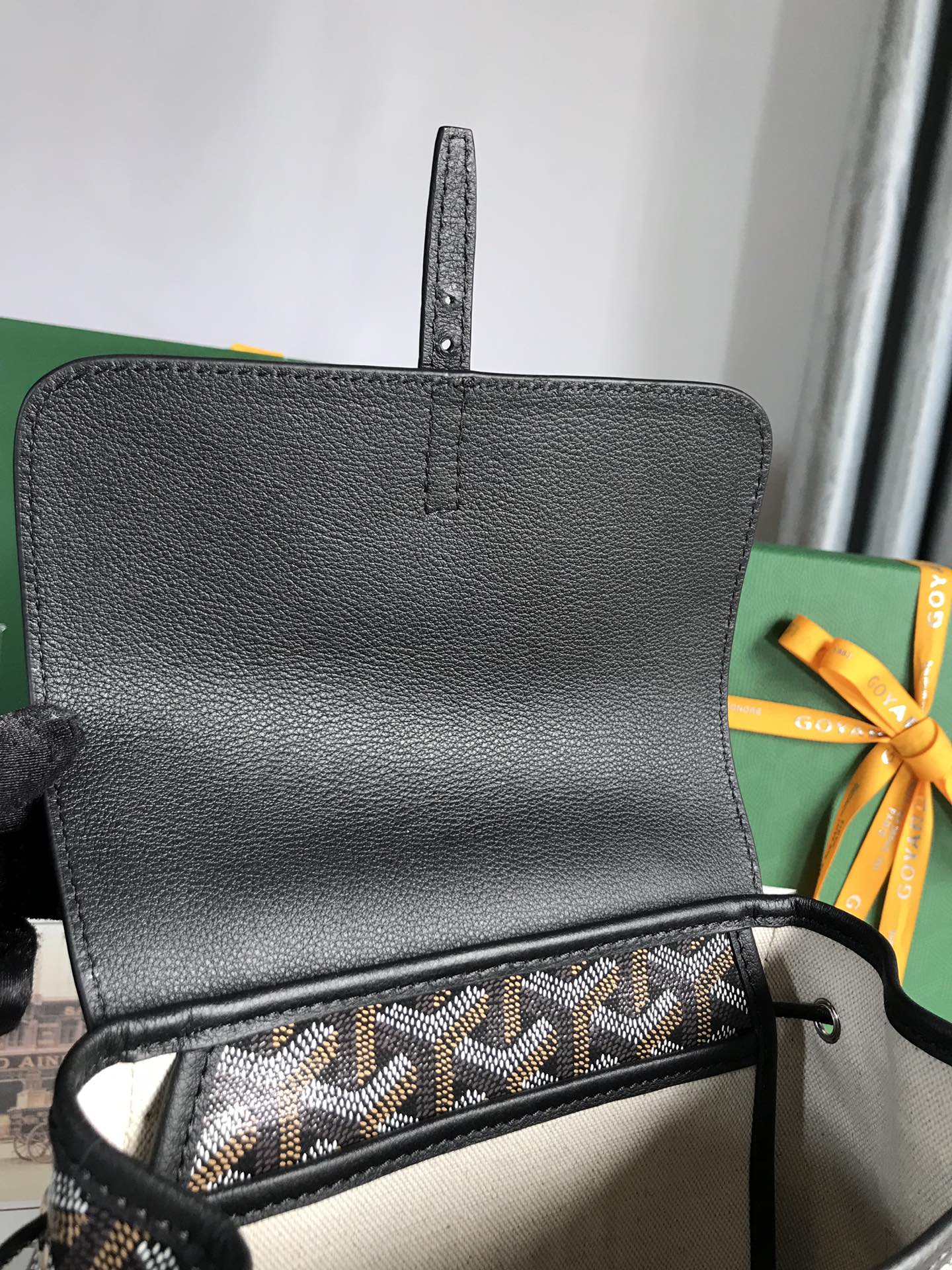 ALPIN MINI BACKPACK 21 IN BLACK LAMBSKIN AND GOYARDINE CANVAS