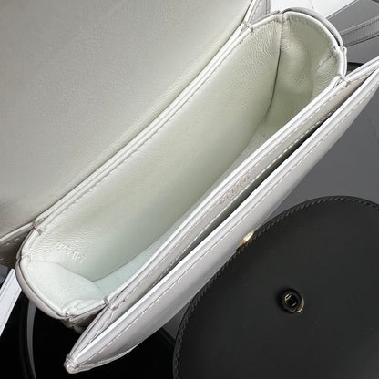 TRIOMPHE SHINY CALFSKIN HANDBAG 18 WHITE