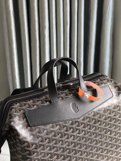 CISALPIN BACKPACK 43 IN BLACK GOYARDINE CANVAS AND CALFSKIN