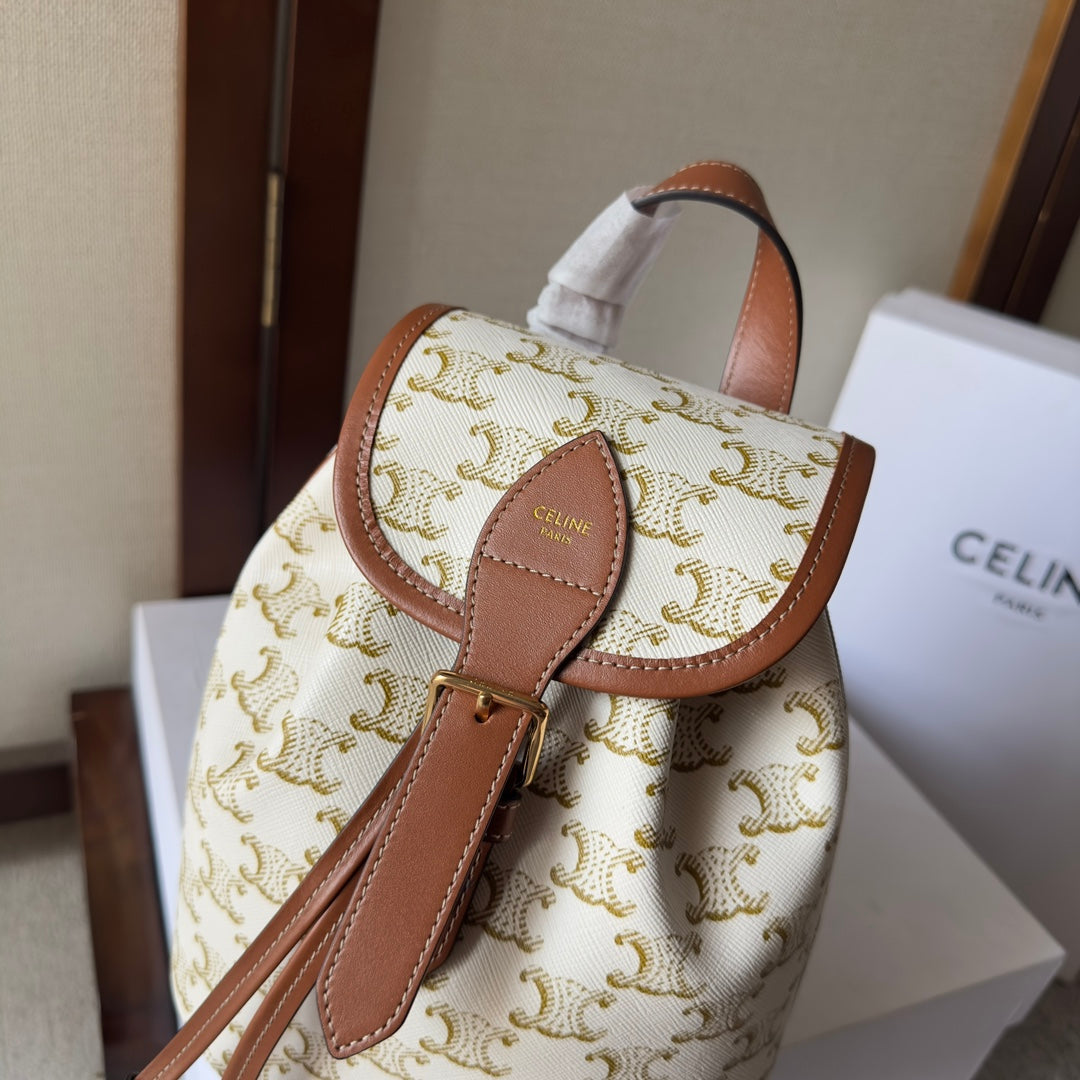SMALL FOLCO BACKPACK 20 IN WHITE TRIOMPHE CANVAS