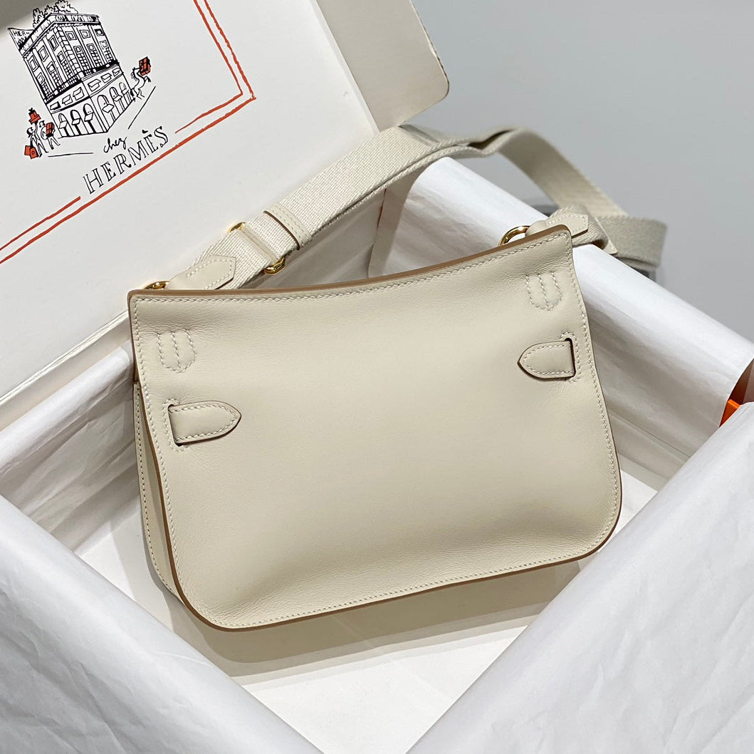 HM JYPSIERE SHOULDER BAG 23 IN BEIGE CALFSKIN GOLD HARDWARE