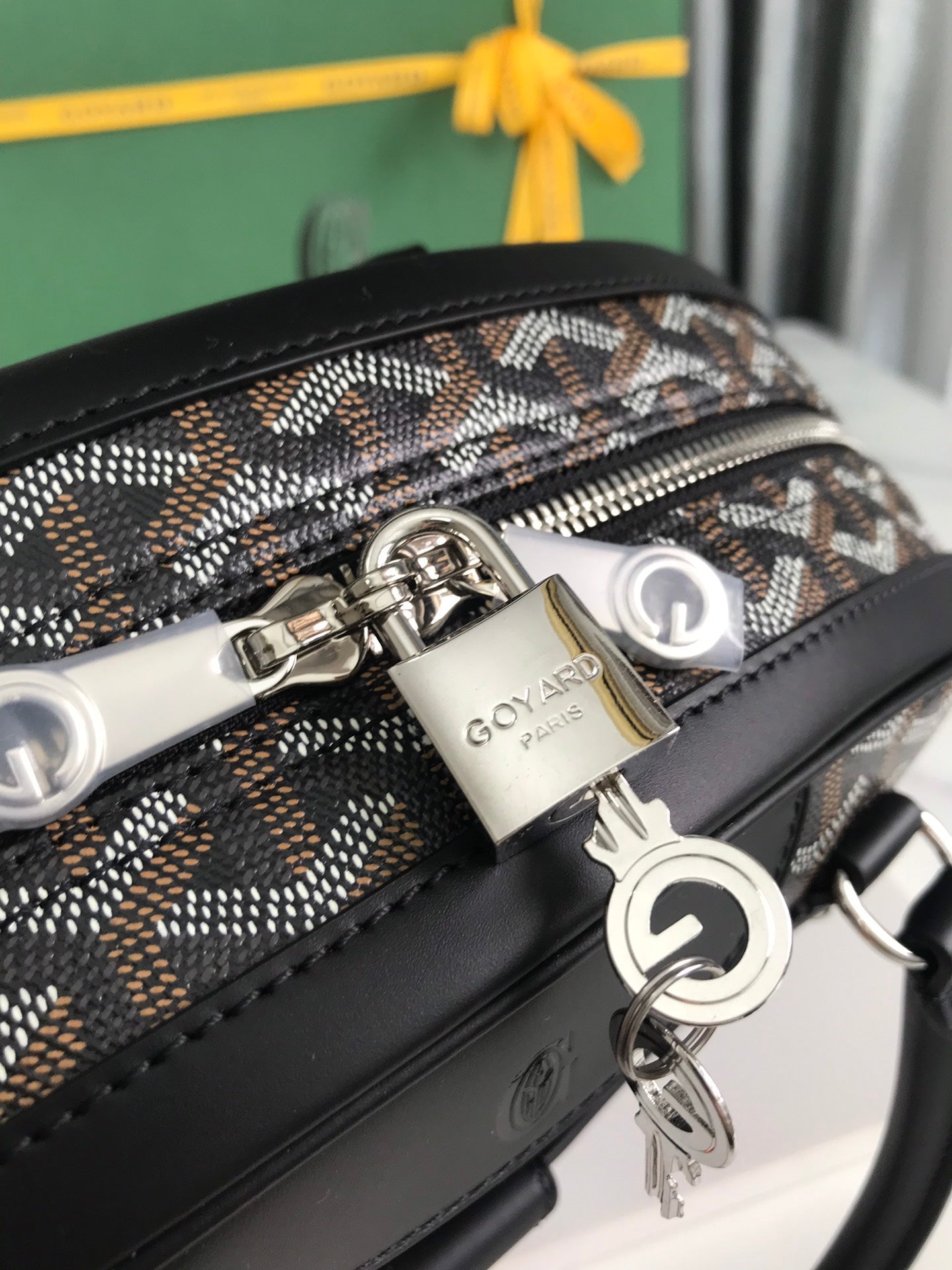 SAINT JEANNE BAG 35 IN BLACK GOYARDINE CANVAS AND CALFSKIN