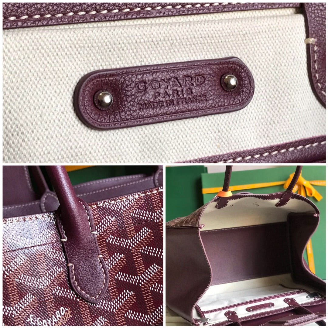SAIGON SOUPLE BAG 34 IN BURGUNDY RED GOYARDINE CANVAS AND CALFSKIN