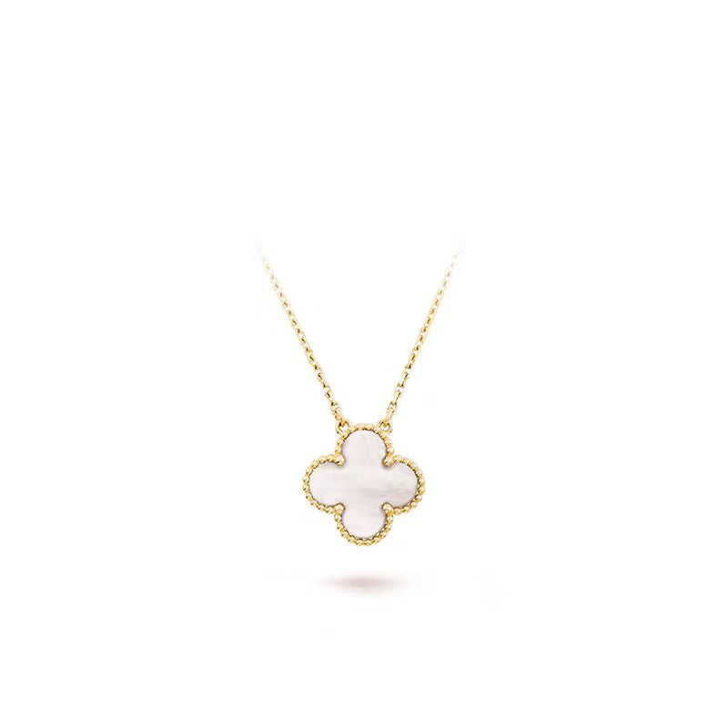 [AURORA]CLOVER MEDIUM SILVER WHITE MOP NECKLACE