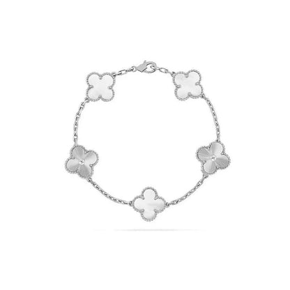[Aurora]CLOVER 5 MOTIF WHITE MOP LASER BRACELET
