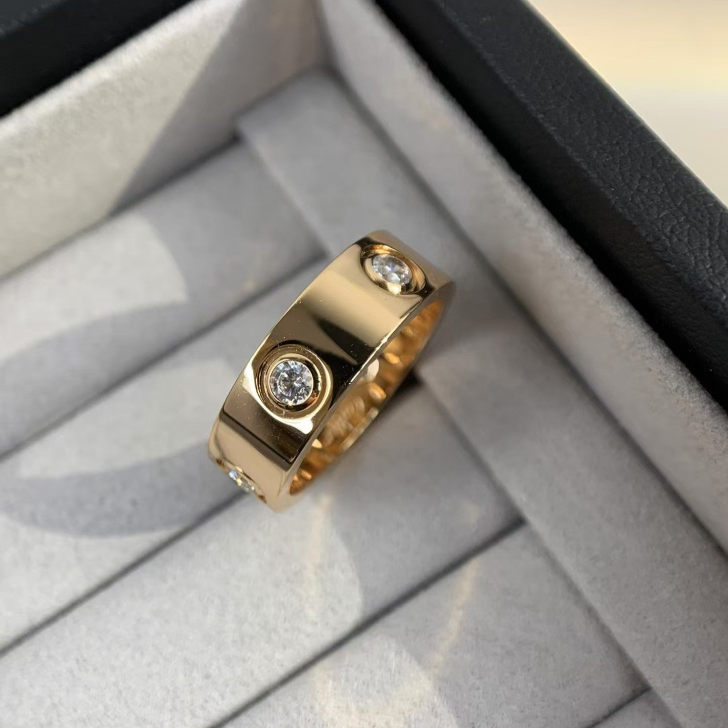 [Aurora]LOVE RING 5.5MM 6 DIAMONDS PINK GOLD