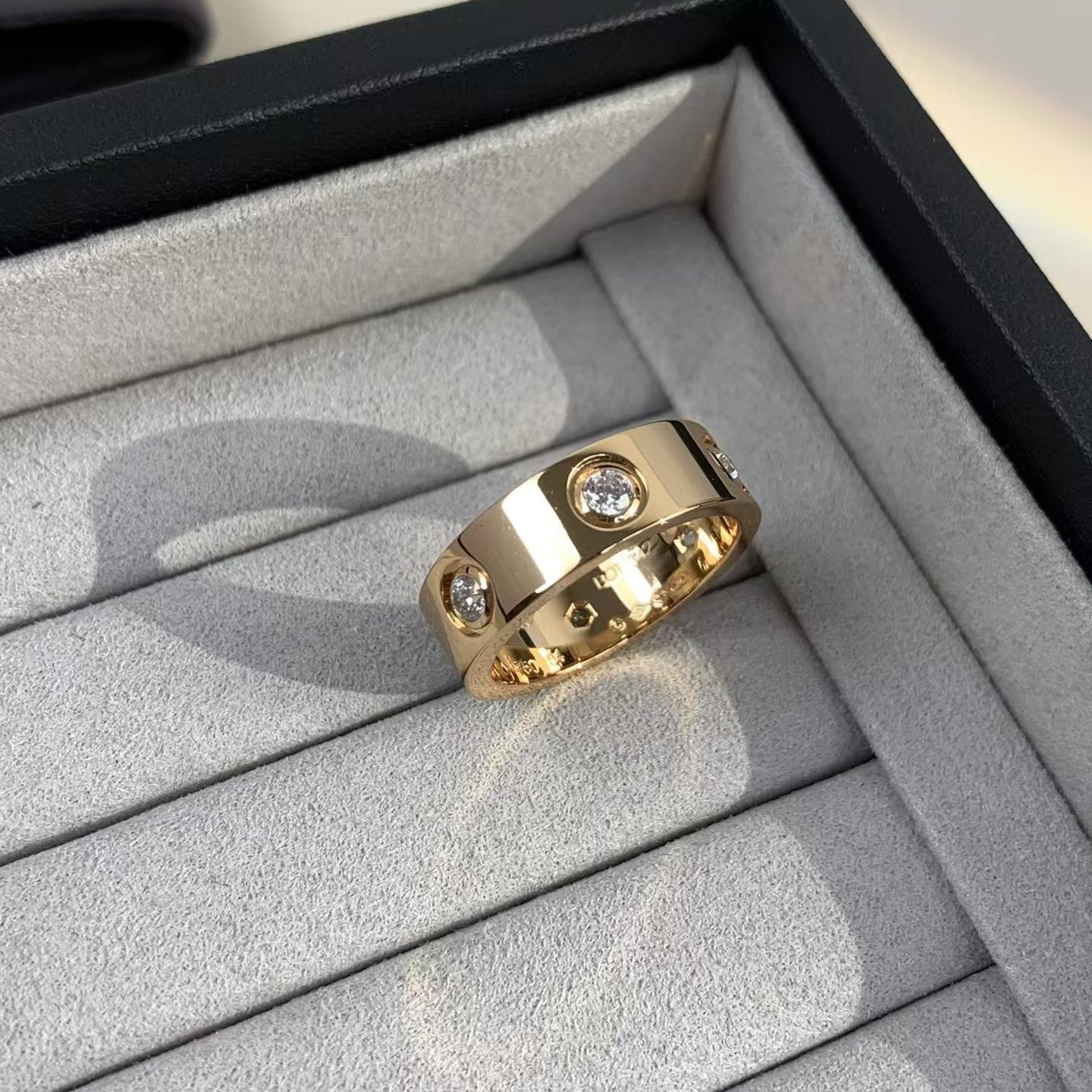 [Aurora]LOVE RING 5.5MM 6 DIAMONDS PINK GOLD