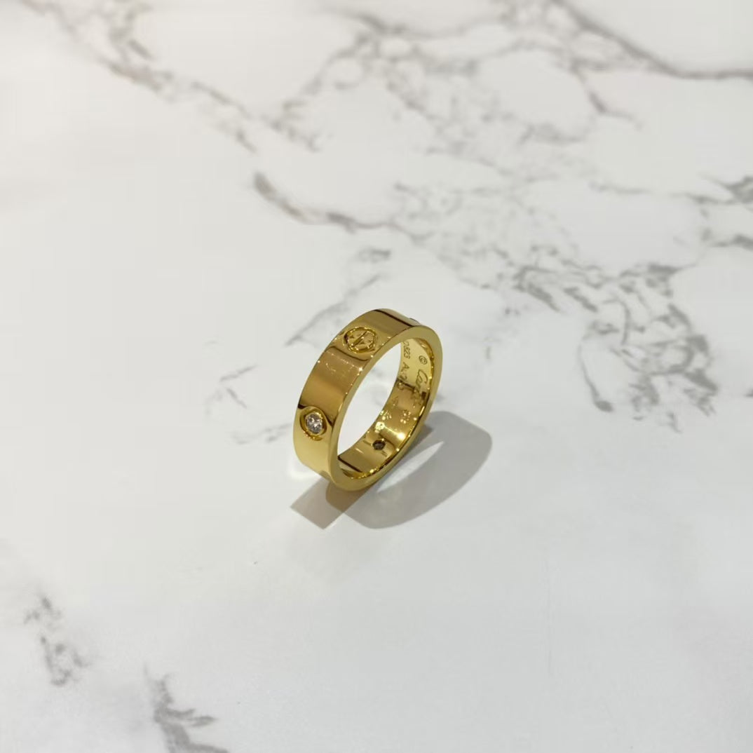 [Aurora]LOVE RING 5.5MM 3 DIAMONDS GOLD