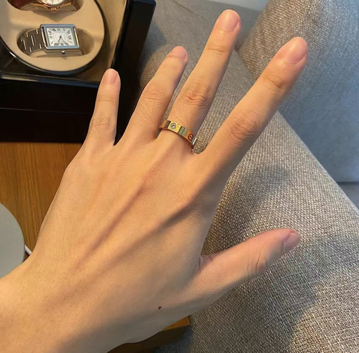 [Aurora]LOVE RING 5.5MM 3 DIAMONDS GOLD