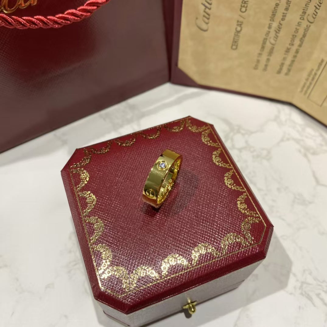 [Aurora]LOVE RING 5.5MM 3 DIAMONDS GOLD