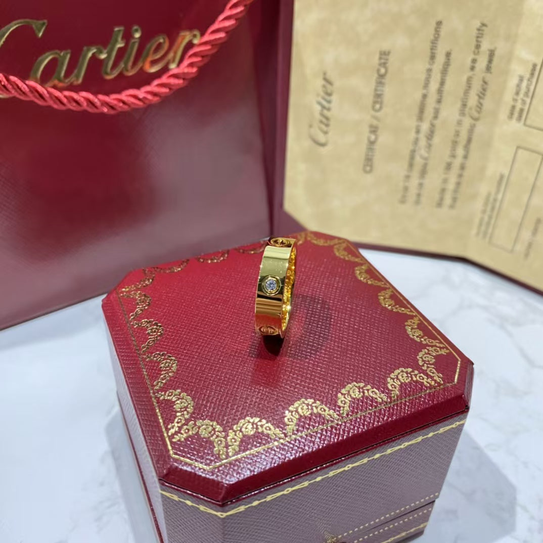 [Aurora]LOVE RING 5.5MM 3 DIAMONDS GOLD