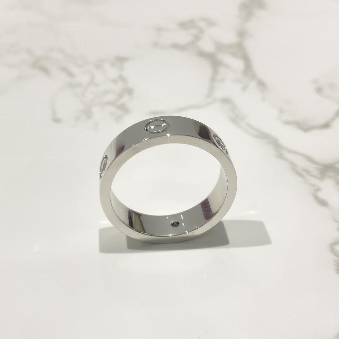 [Aurora]LOVE RING 5.5MM 3 DIAMONDS SILVER