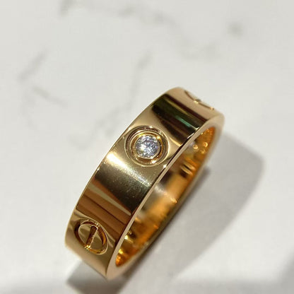 [Aurora]LOVE RING 5.5MM 3 DIAMONDS PINK GOLD