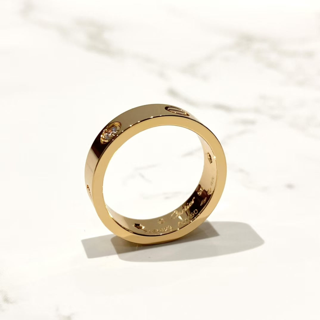 [Aurora]LOVE RING 5.5MM 3 DIAMONDS PINK GOLD