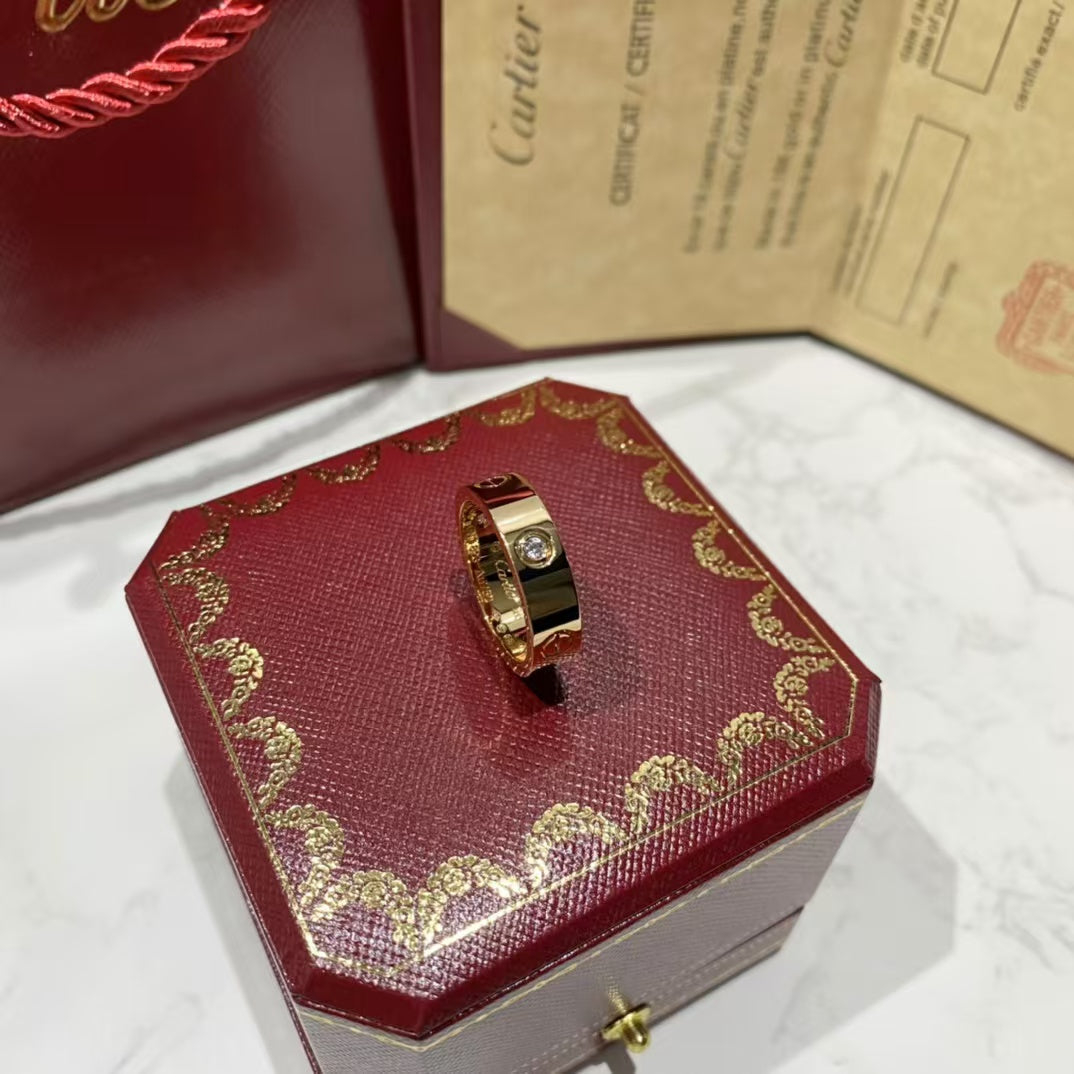 [Aurora]LOVE RING 5.5MM 3 DIAMONDS PINK GOLD