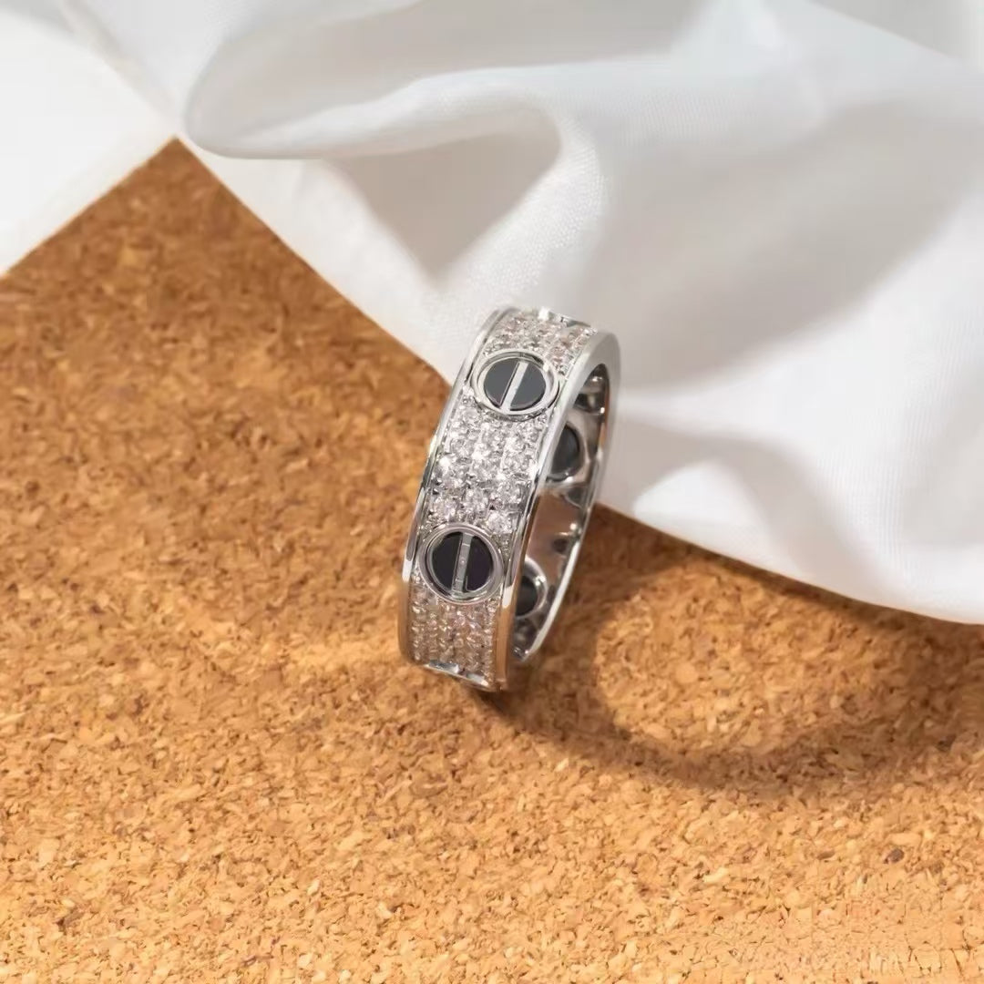 [Aurora]LOVE RING 5.5MM DIAMONDS PAVED CERAMIC