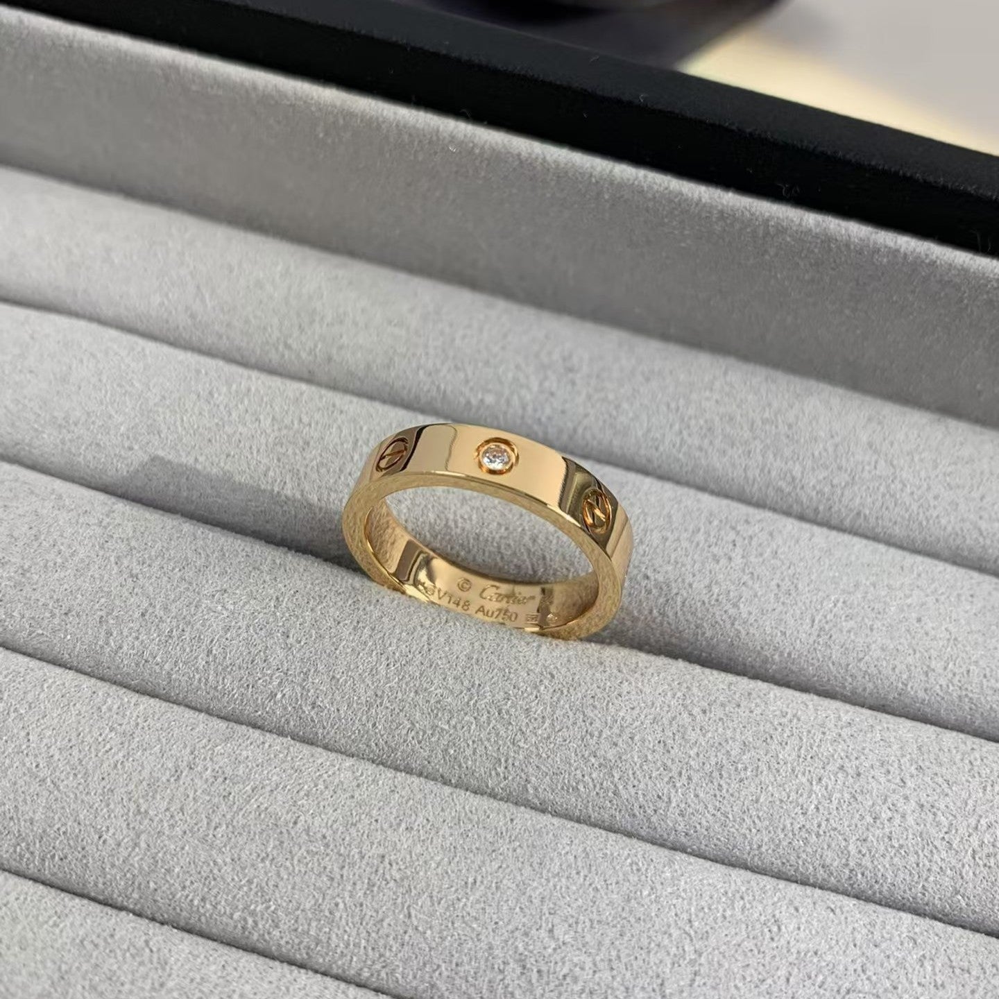 [Aurora]LOVE RING 4MM 1 DIAMOND PINK GOLD