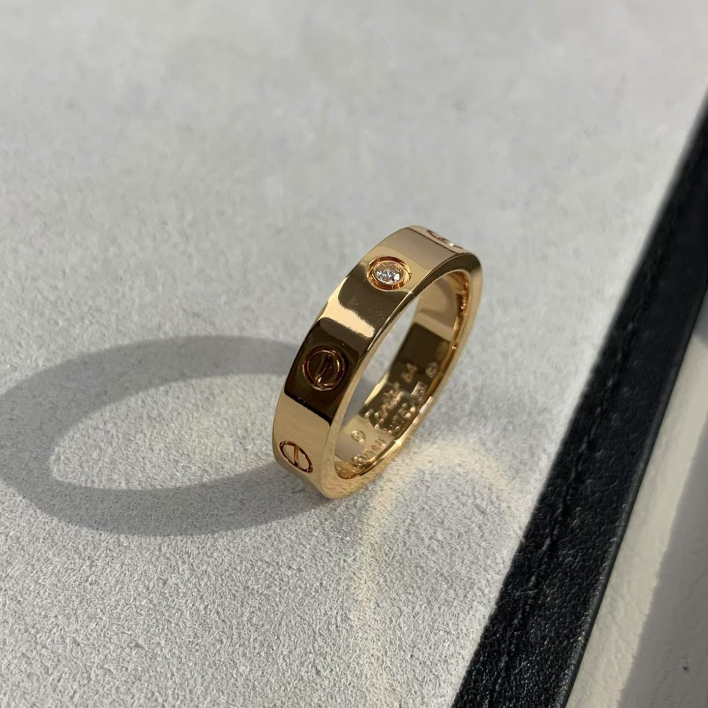 [Aurora]LOVE RING 4MM 1 DIAMOND PINK GOLD