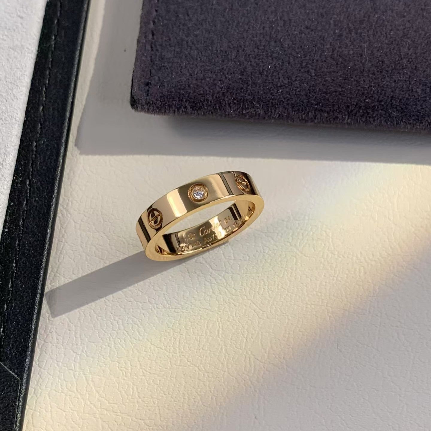 [Aurora]LOVE RING 4MM 1 DIAMOND PINK GOLD