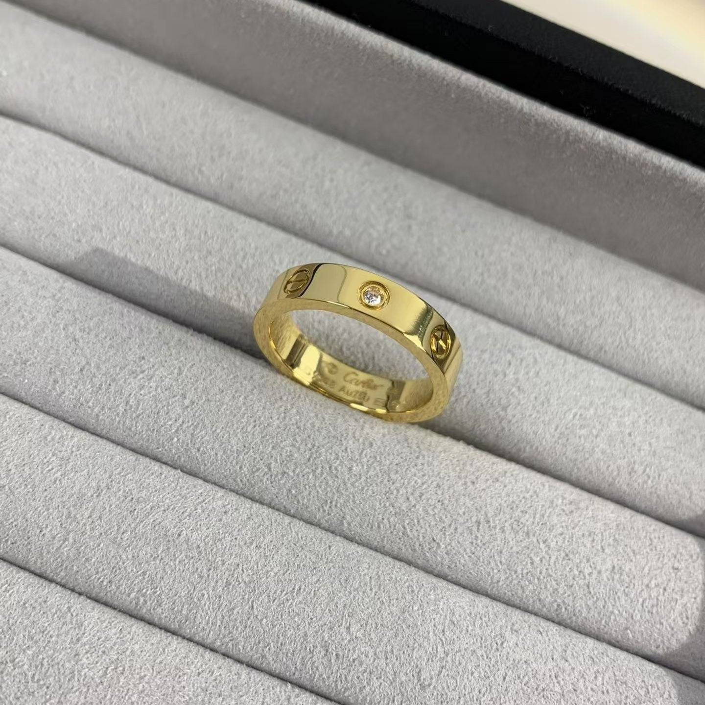 [Aurora]LOVE RING 4MM 1 DIAMOND GOLD