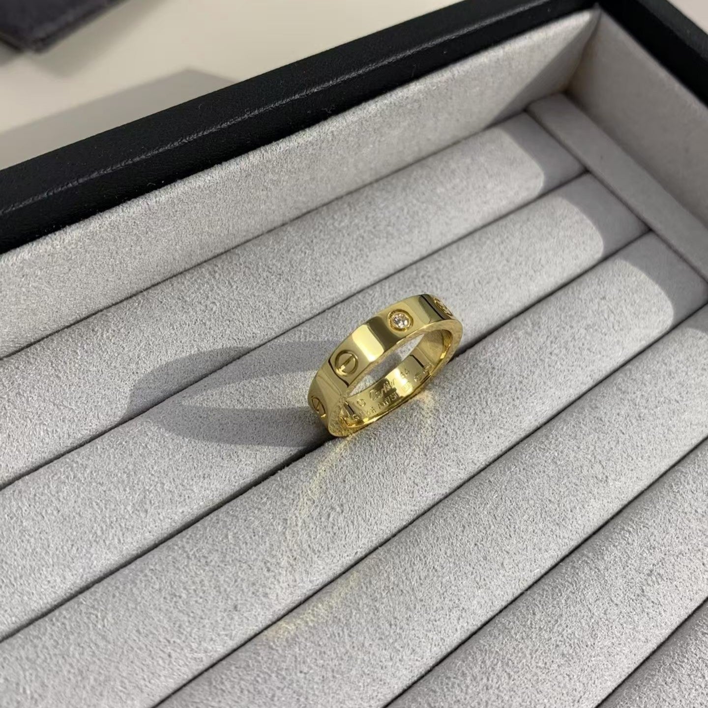 [Aurora]LOVE RING 4MM 1 DIAMOND GOLD
