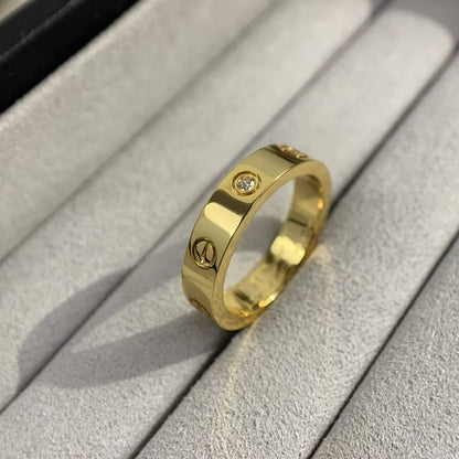 [Aurora]LOVE RING 4MM 1 DIAMOND GOLD