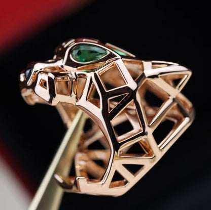 [AURORA]HOLLOW LEOPARD HEAD RING