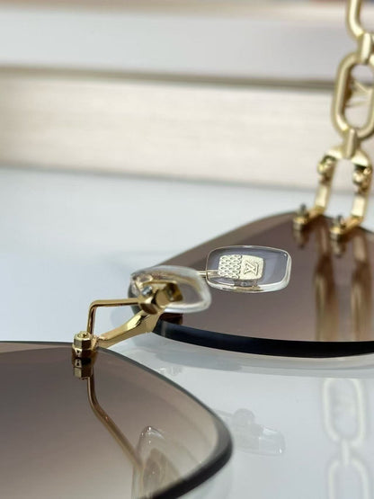 Frameless Gradient Chain Sunglasses