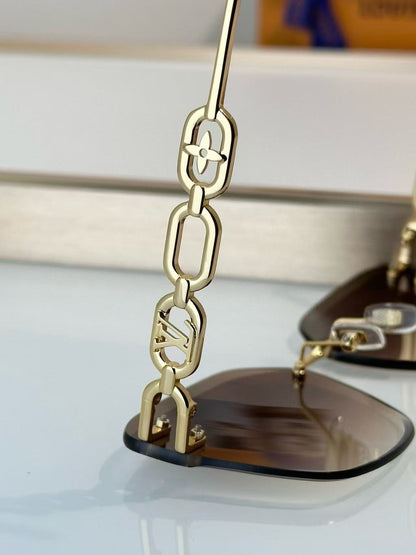 Frameless Gradient Chain Sunglasses