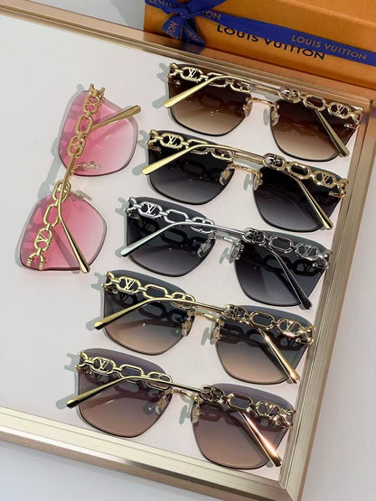 Frameless Gradient Chain Sunglasses