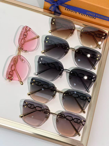 Frameless Gradient Chain Sunglasses