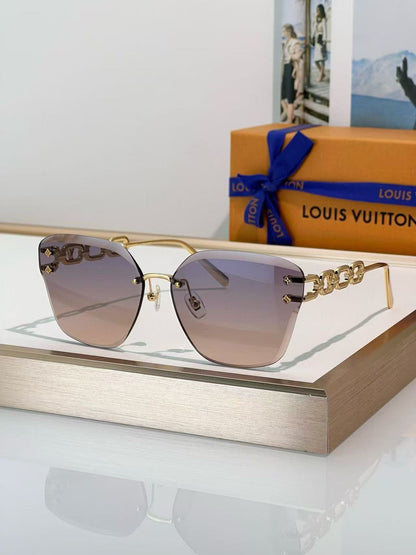 Frameless Gradient Chain Sunglasses