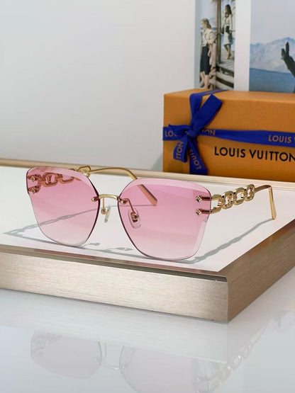 Frameless Gradient Chain Sunglasses