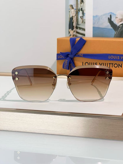 Frameless Gradient Chain Sunglasses