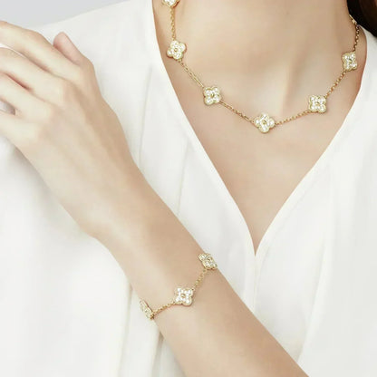 [AURORA]CLOVER 5 MOTIF FULL DIAMOND BRACELET COLLECTION