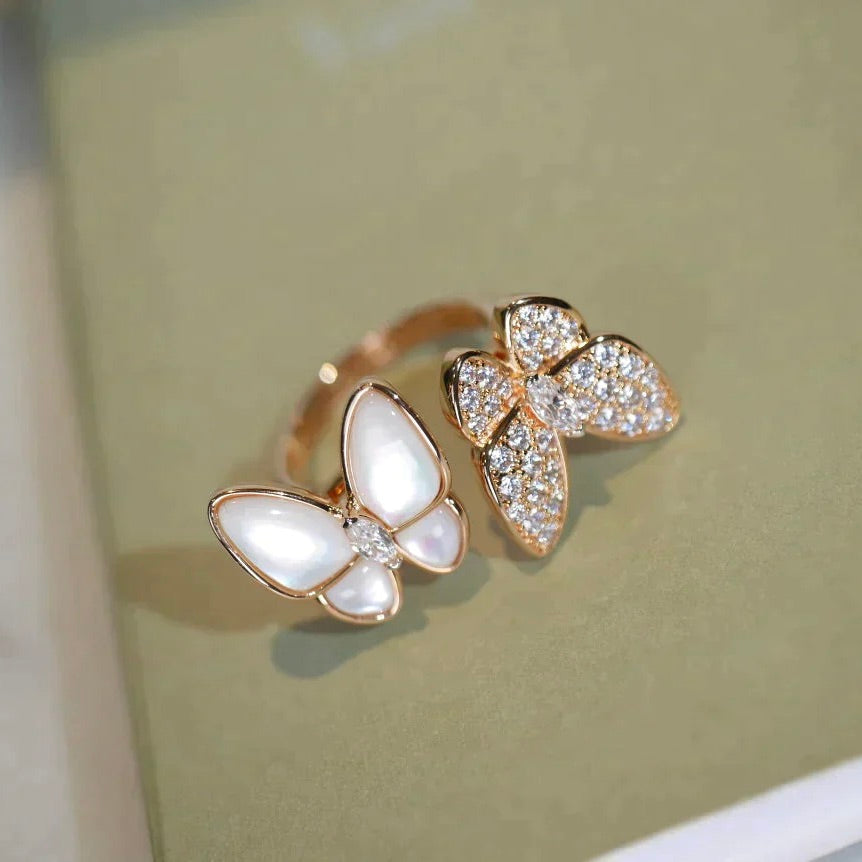 [Aurora]TWIN BUTTERFLY DIAMOND MOP RING