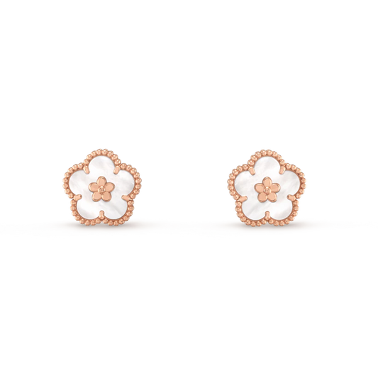 [Aurora]LUCKY PINK GOLD WHITE MOP EARRINGS