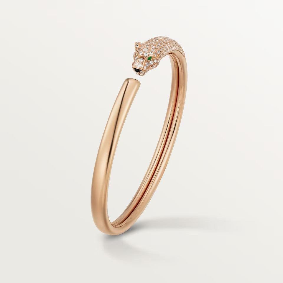 [AURORA]PANTHERE HALF DIAMOND OPEN BRACELET