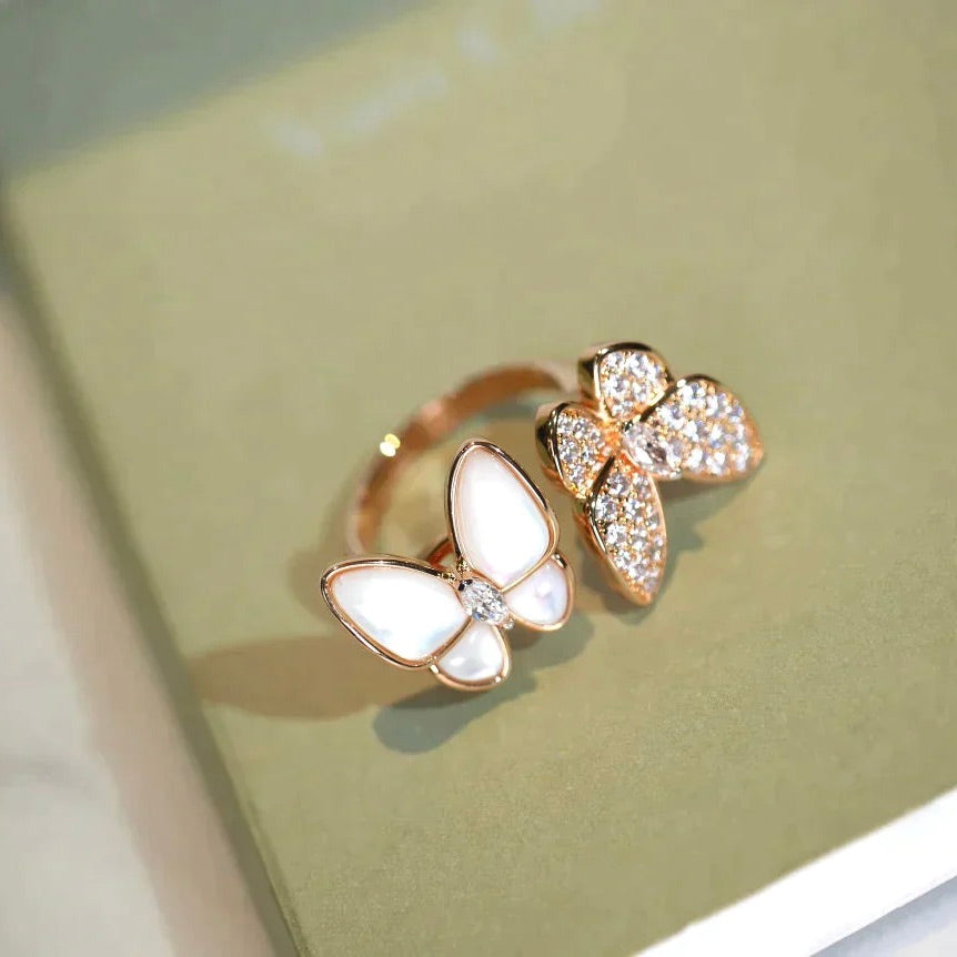 [Aurora]TWIN BUTTERFLY DIAMOND MOP RING