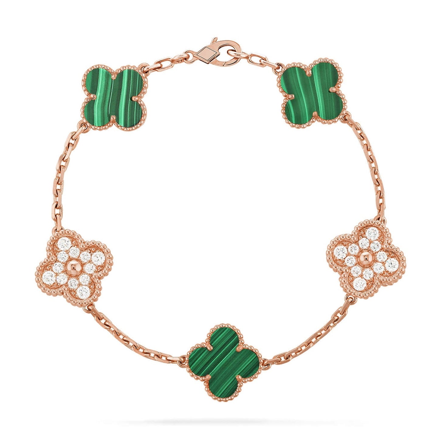 [AURORA]CLOVER 5 MOTIF MALACHITE BRACELET COLLECTION