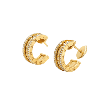 [Aurora]ZERO 1 ROCK GOLD EARRINGS WITH STUDDED SPIRAL AND PAVED DIAMONDS
