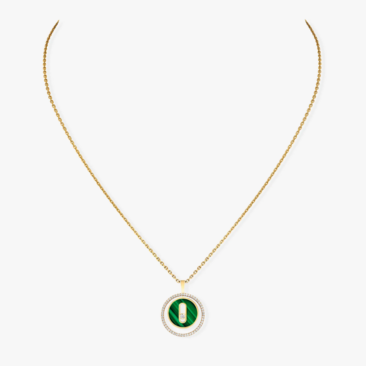 [AURORA]LUCKY MOVE 1 DIAMOND MALACHITE GOLD DIAMOND NECKLACE